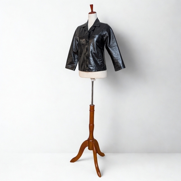 Vintage Y2K The Gap Women's Black Genuine Leather Jacket Size Medium - Picture 1 of 15